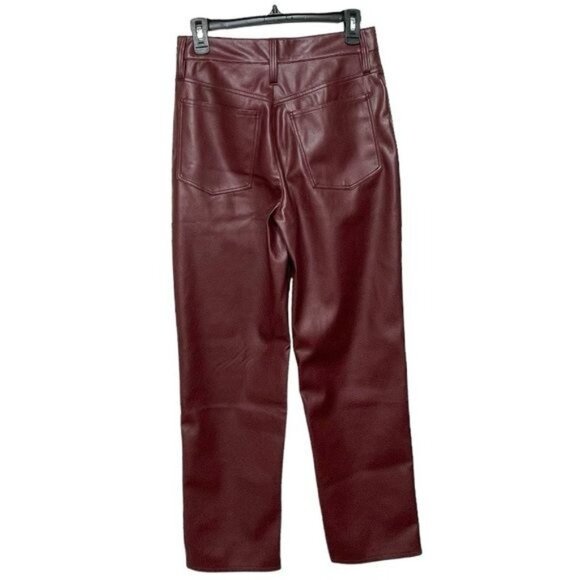New Madewell The Plus Perfect Vintage Straight Jean Faux Leather in Cabernet 27 - Picture 6 of 14